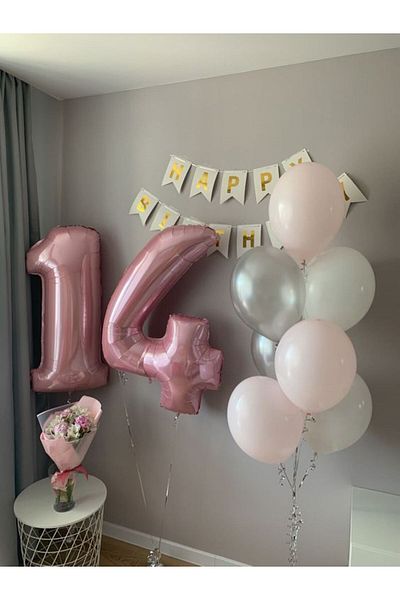 MERİ PARTİ ΦΟΥΣΚΑ ΜΠΑΛΟΝΙ ΓΕΝΝΗΤΙΚΟΥ 14 ΗΜΕΡΩΝ HAPPY BIRTHDAY BANNER ΓΕΝΝΗΤΙΚΟ ΜΠΑΛΟΝΙ ΛΑΤΕΞ ΡΟΖ ΑΡΙΘΜΟ ΜΠΑΛΟΝΙ