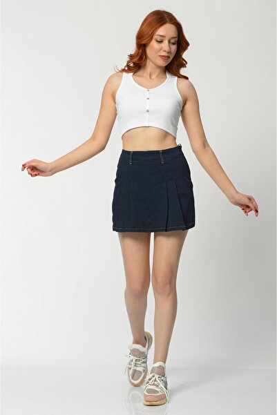 What's Up Fustă scurtă mini plisată Whatsup - Bleumarin