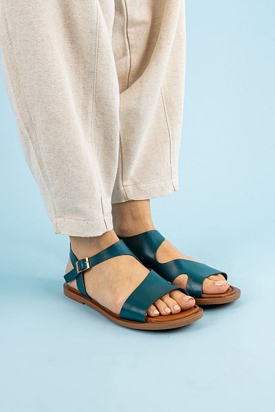 Getcho Canter Women's Turquoise Comfortable Flat Sole Sandals Adjustable Ankle Summer Casual Shoes Lightweight