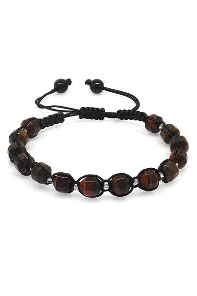 Tesbihane Macrame Braided Facet Cut Quartz Natural Stone Men's Bracelet