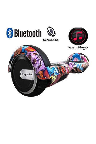 CityMate Elektrikli Kaykay Hoverboard Bluetooth Hoparlörlü 6.5 Inch Grafiti Desenli Otomatik Akıllı Denge
