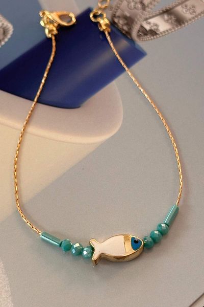 Trendy Butik White Fish Model Anklet