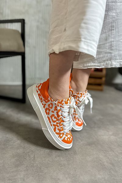 SHOEBELLAS Pantofi de damă cu model leopard portocaliu mincinos
