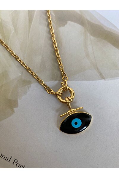 ATELİERGONCA EL YAPIMI ALTIN KAPLAMA NAZAR BONCUĞU KOLYE