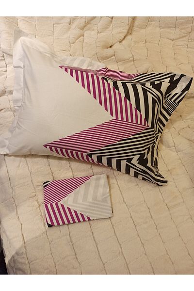ŞENER HOME 100% Cotton Poplin Flounced 2-Piece Hobby Pillow Case 50X70 cm - Trend Black