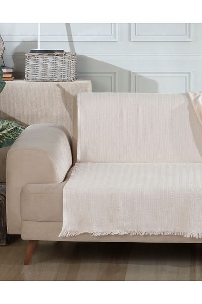 Lux Touch Калъф за диван Vera Ecru - 200x220 см памучен покривало за разтегателен диван/фотьойл