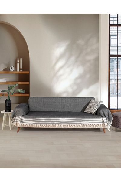 Lux Touch Husa pentru canapea Bergama cu manere neagra 180 X 300 cm Husa pentru canapea extensibila pentru canapea extensibila