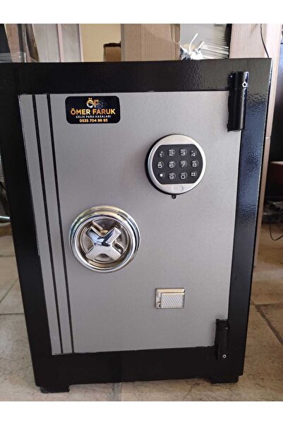 ömer faruk 55 CM ÇİZGİLİ SİYAH GRİ ŞİFRELİ ÇELİK PARA KASASI
