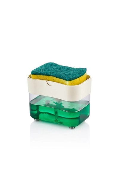 LUCKYHOMES Sponge Container Dishwashing Liquid and Liquid Soap Dispenser, Special Pump, Sponge Dish Sponge