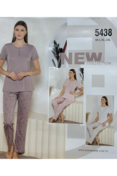 Fantasy EKRU DÖKÜMLÜ PİJAMA TAKIMI