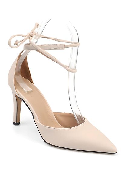 Pine Cone Pointed Toe Laced Matte Satin Stiletto Shoes