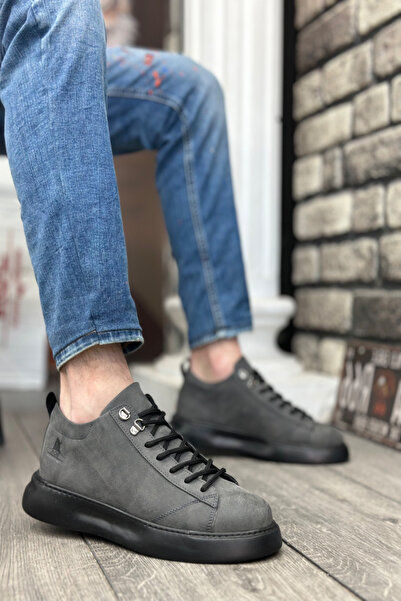 Rainon Store Smoked Leather High Sole Lace-Up Men's Sports Shoes