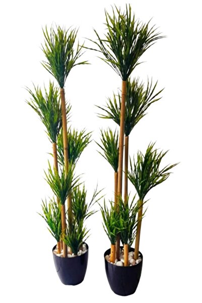 YEŞİLADA 2 Adet Yapay Püskül Ağacı Sazlık Bitkisi 1.50 MT Boyları Bamboo Sepe...