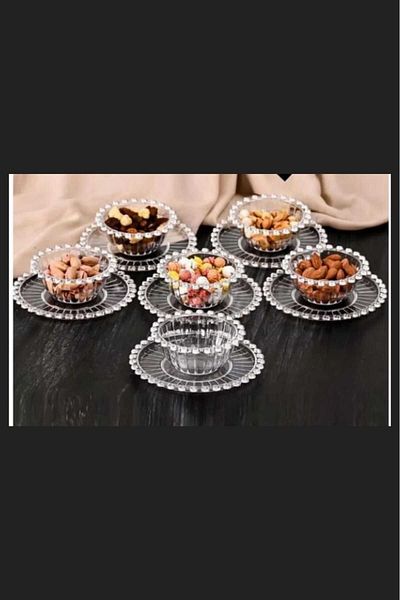 Sazak Hırdavat 12 Pieces Acrylic Clear Beads Snack Bowl