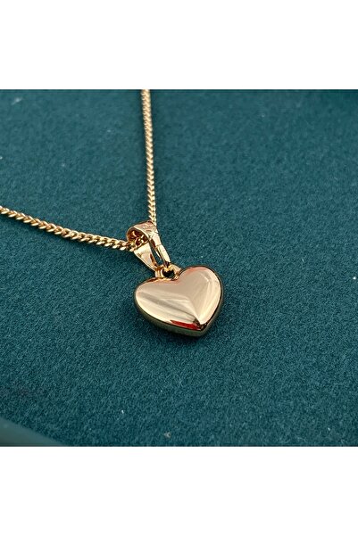Alsem Rose Gold Kalpli Kolye , Kadın Gold Minimal Kalp Kolye, Kalp Zincirli Ç...