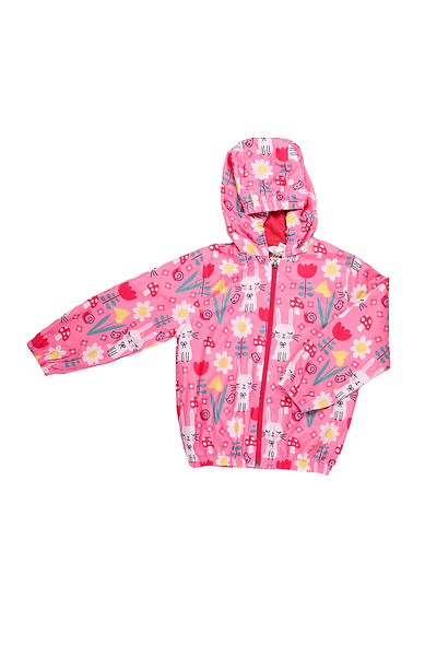 MİMBOKİDS Mimbo Kids Girl's Off-White Colored Patterned Raincoat