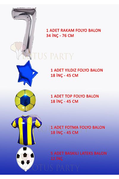 LOTUS PARTY Yellow Navy Blue Football Themed Birthday Set - Yellow Navy Blue Jersey Foil Balloon - 7 Year Old Foil Balloon