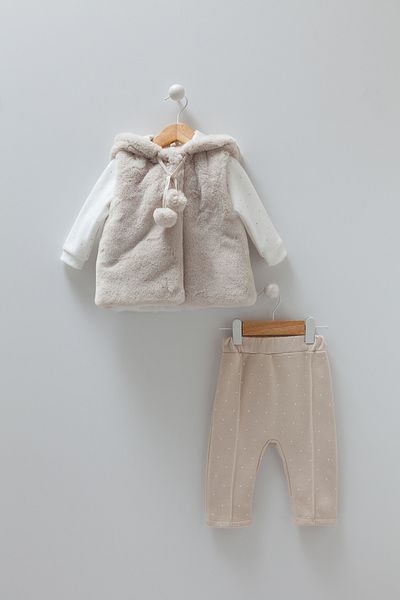 Caramell Beige Furry 3 Piece Set