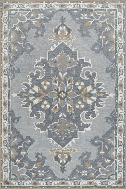 Rugs Modern Halı Γκρι θεματικό παραδοσιακό μοτίβο με λουλουδάτο σχέδιο Vintag...