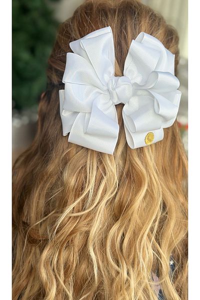 QUEEN AKSESUAR Luxury design stratified rose white satin large bow clip buckle female child henna engagement