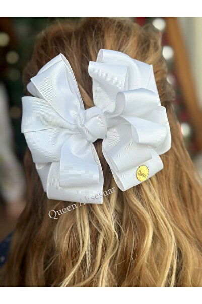 QUEEN AKSESUAR Luxury design stratified rose white satin large bow clip buckle female child henna engagement