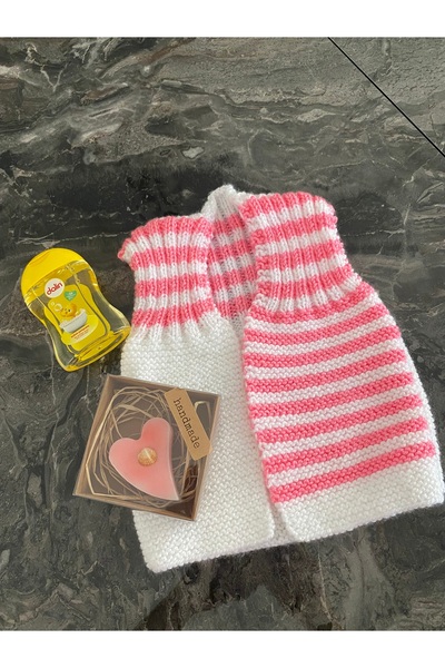 Bebekhediyelerim yeni doğan hediye,el örgüsü yelek, şampuan ve dekoratif sabun