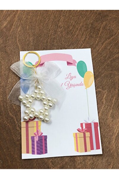 Denseden 25 Pieces Newborn Baby Favors Mawlid Birthday Gift Star Pearl Keychain
