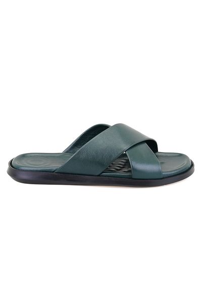 Desa Emely Green Men's Leather Slippers