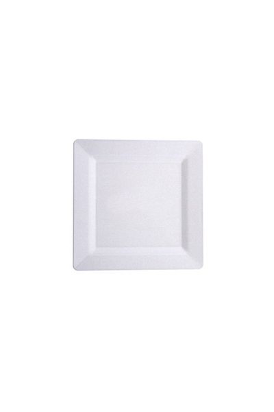 Kumsal Mutfak White Square PLastic PLate - PL.s22, 22 cm, 10 Pcs