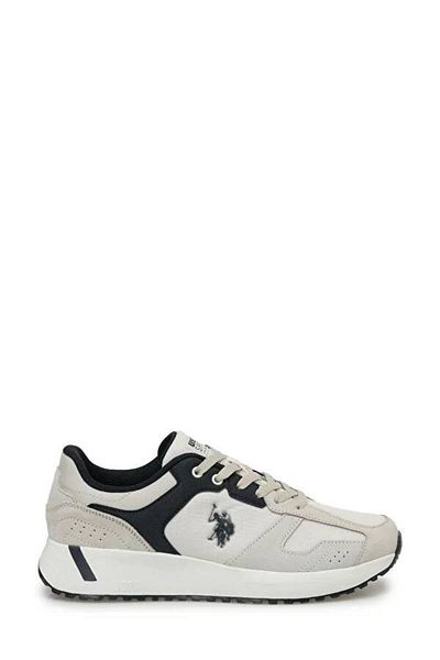 U.S. Polo Assn. أ101502095101502095 بيتر سو 4Fx الولايات المتحدة بولو أسنحذاء رياضي رجالي بيج/أزرق داكن