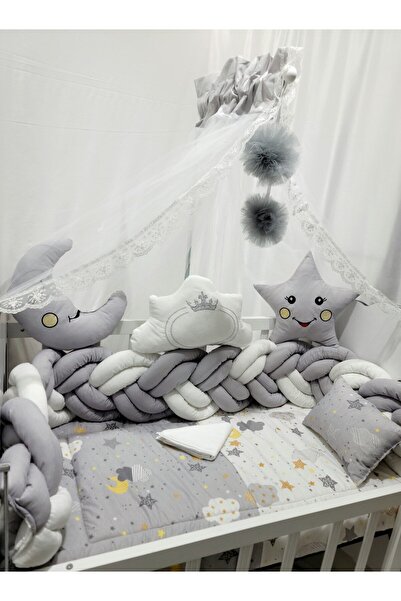 3-Piece Braided Gray Sleeping Set with Mosquito Net 60*120cm 9 Pieces