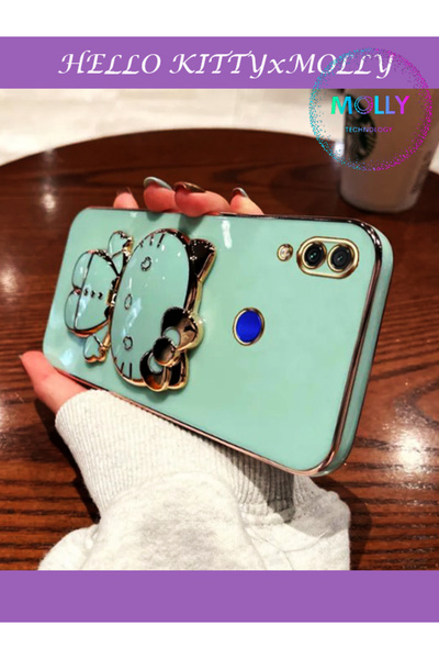 Molly Technology Huawei Y6 2019 İçin Su Yeşili Hello Kitty Standlı Kenarları ...
