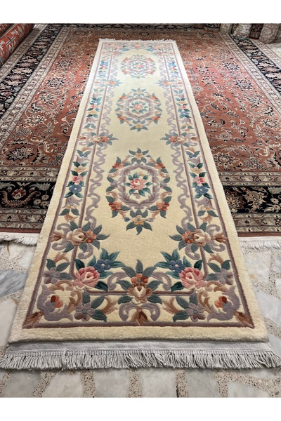 RD RAMAZAN DAĞ EL HALI SANATI El Dokuma kabartmalı Çin yolluk 3.10x80