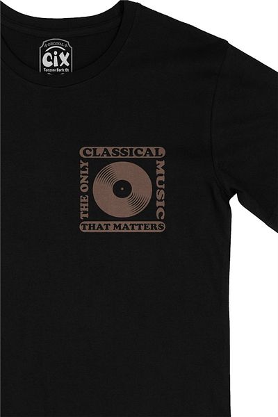 Cix Μαύρο T-Shirt με σχέδιο λογότυπου τσέπης κλασικής μουσικής