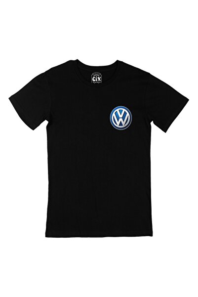 Cix Black T-Shirt with Volkswagen Logo Pocket Logo Design