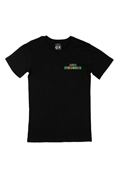 Cix Crna majica sa uzorkom logotipa Super Mario World Pocket
