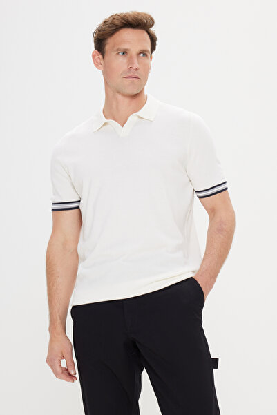 ALTINYILDIZ CLASSICS Πλεκτό μπλουζάκι με λευκό πόλο λαιμόκοψη - Ανδρικό, 100%...