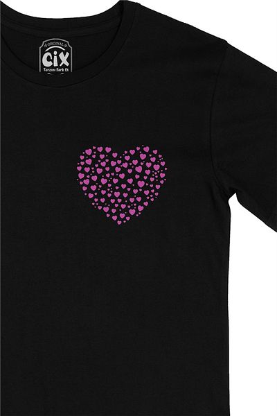 Cix Μαύρο T-shirt με σχέδιο λογότυπου τσέπης Purple Hearts