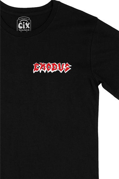 Cix Μαύρο T-Shirt με σχέδιο λογότυπου Exodus Pocket