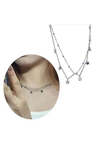 Köstebek Star Shaped - Beaded Lace up Chain Necklace