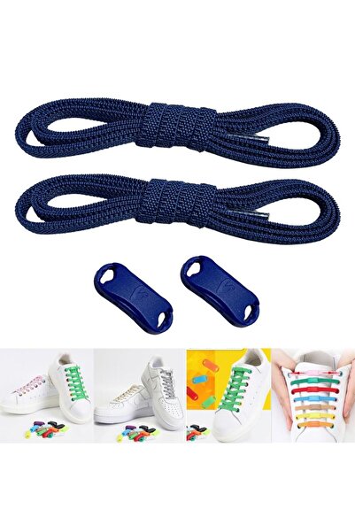 Genel Markalar Takbırak Lastikli Ayakkabı Bağcığı Pratik Bağcık Klipsli Bağlama Gerektirmeyen Ip Lacivert