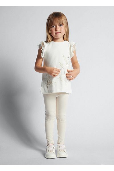 MAYORAL Girl's T-Shirt Leggings Set-Cream