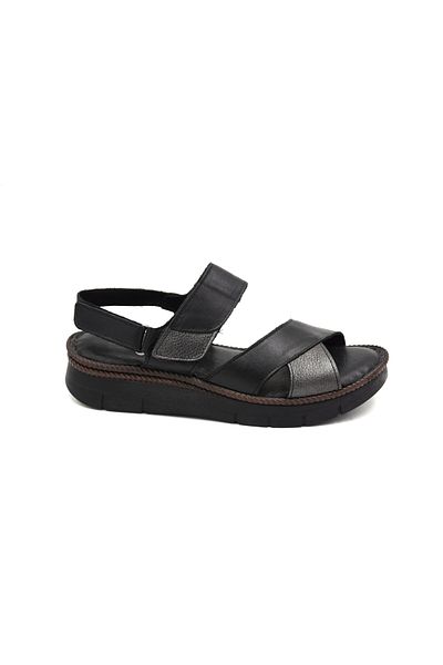 Prego (Clavi) Genuine Genuine Leather Poly Light Sole Stitched Casual Women's Comfort Sandals BLACK