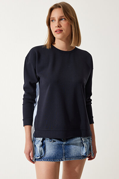 Happiness İstanbul Dámská tmavě modrá popelínová mikina MC00274