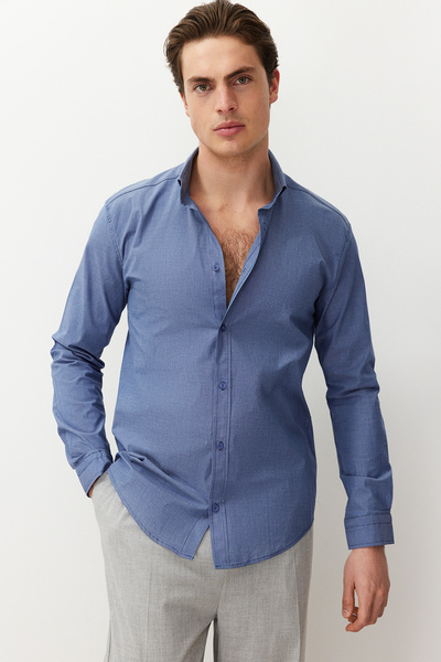 Trendyol Collection Slim Fit kék nyári ing - TMNSS24GO00067