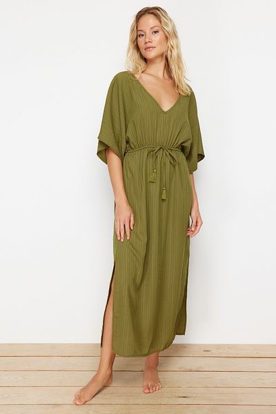 Trendyol Collection Khaki Maxi szőtt kötött strandruha TBESS24EL00084