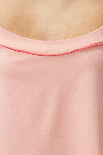 Trendyol Collection Powder Piping Detailed Rope Strap Viscose Knitted Pajama Set THMSS24PT00004