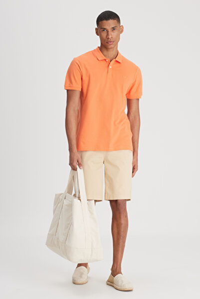 Lee Regular Fit Regular Cut 100% Cotton Polo Collar Orange T-Shirt