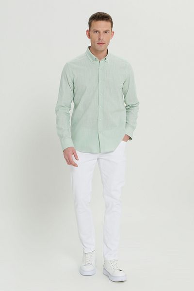 AC&Co / Altınyıldız Classics Ανδρικό λινό πουκάμισο με κουμπιά A.mint από 100% βαμβάκι