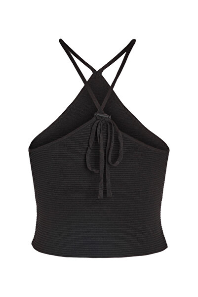 Noisy May NMVIBE S/L HALTERNECK CROP KNIT TOP